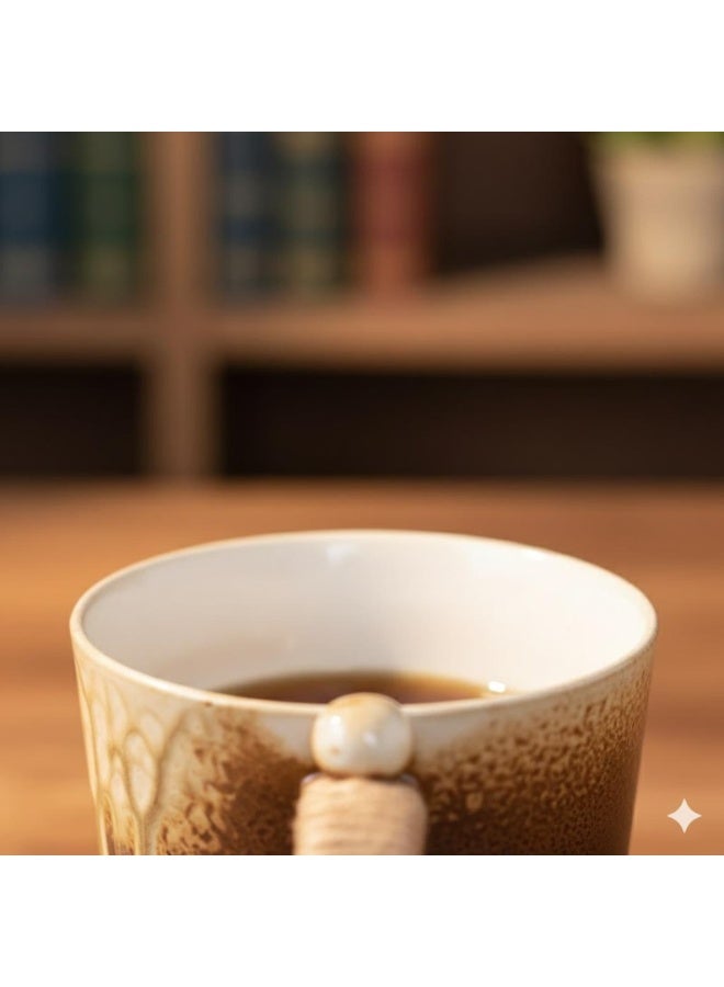 Clink Handmade Rustic Ceramic Japanese Style Mug with Rope Handle – Artisan Glaze Coffee & Tea Cup - Image 3